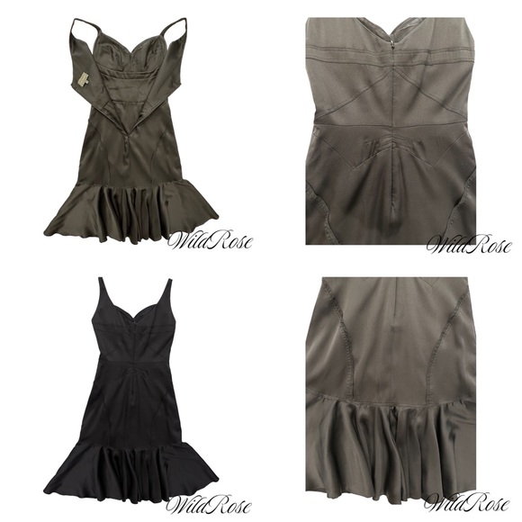 ZAC POSEN Black Silk Flutter Flounce Fitted Cocktail Sheath Dress SZ 2 - Picture 11 of 12